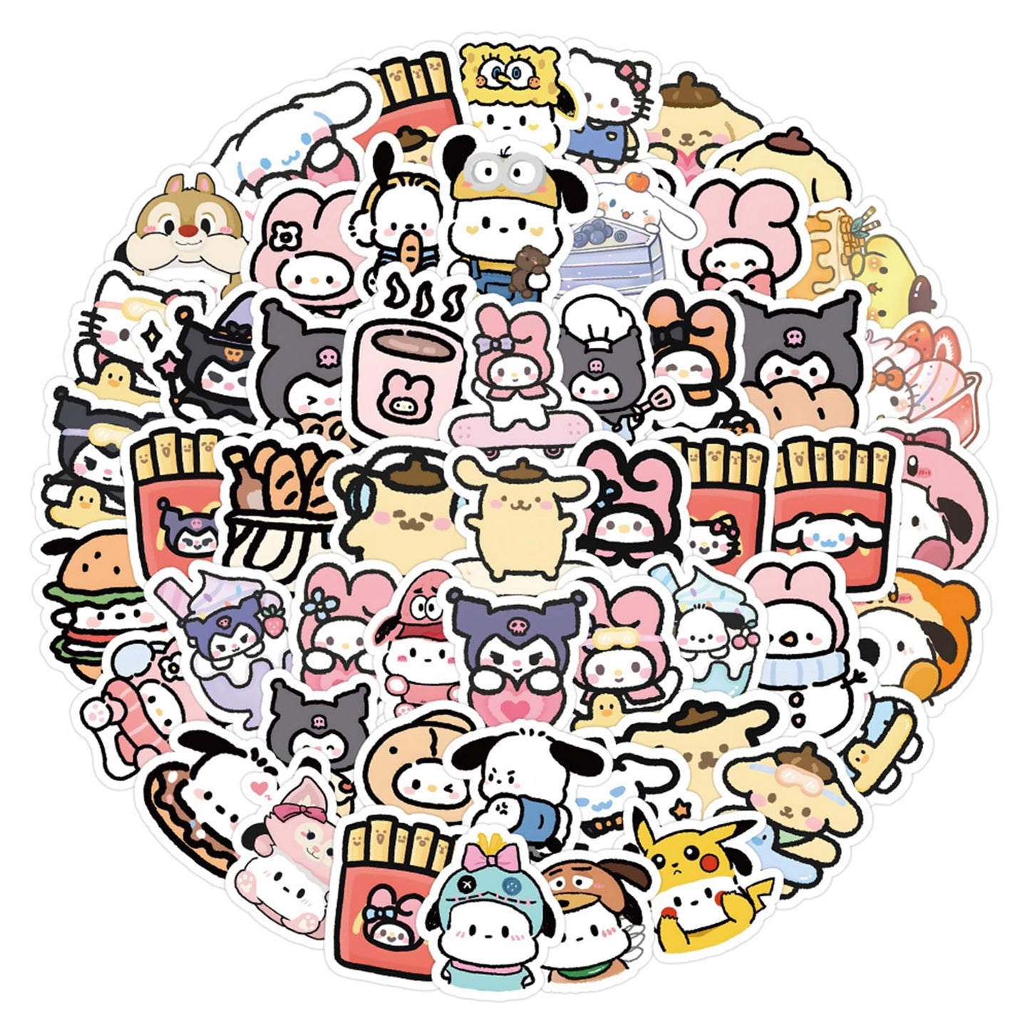60 Waterproof Sanrio Stickers for Bottles and Laptops