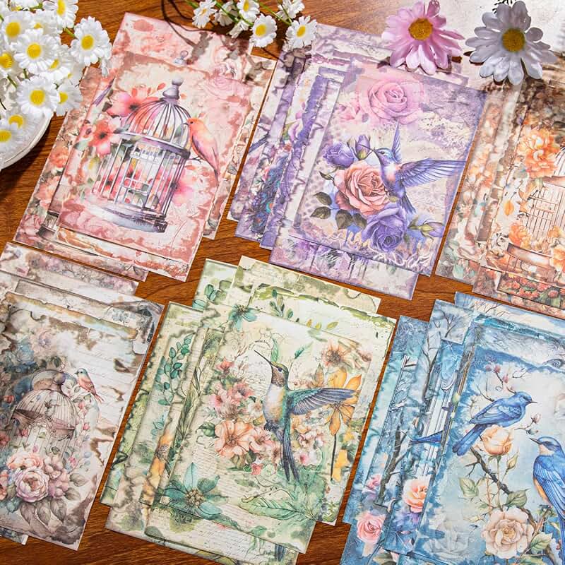 Decorative Scrapbook Paper Kit with Bird Designs