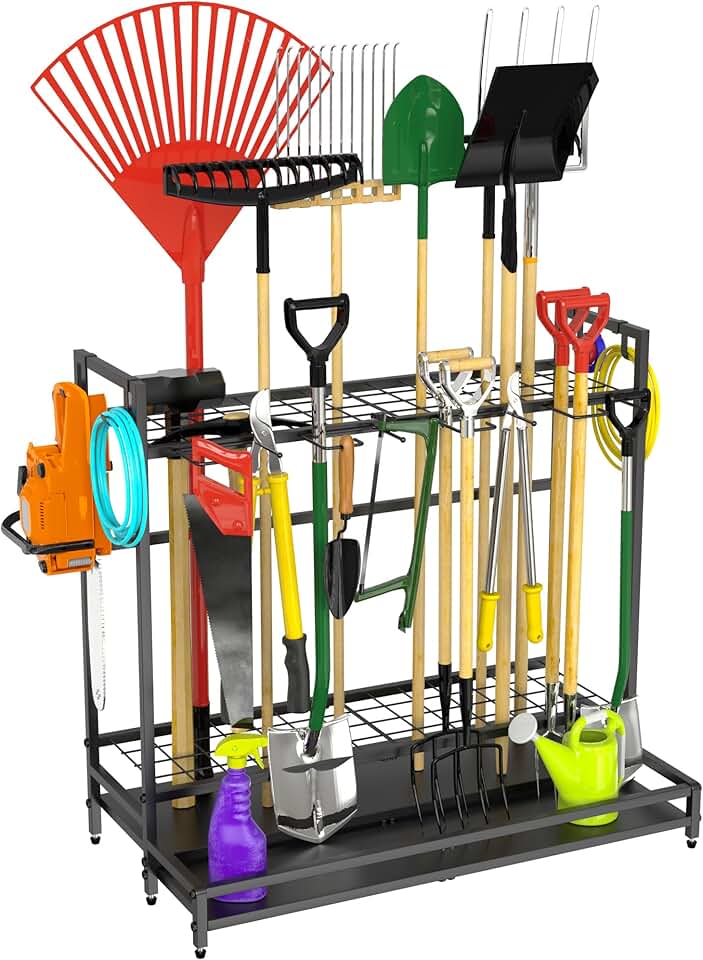 Garden Tool Organizer for Garage and Yard Storage