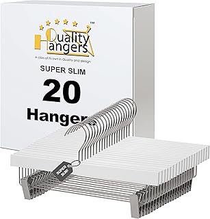 20 White Wooden Clothes Hangers for Shirts and Dresses