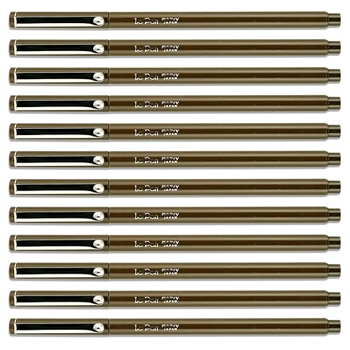 Brown fine tip pens, 12-pack