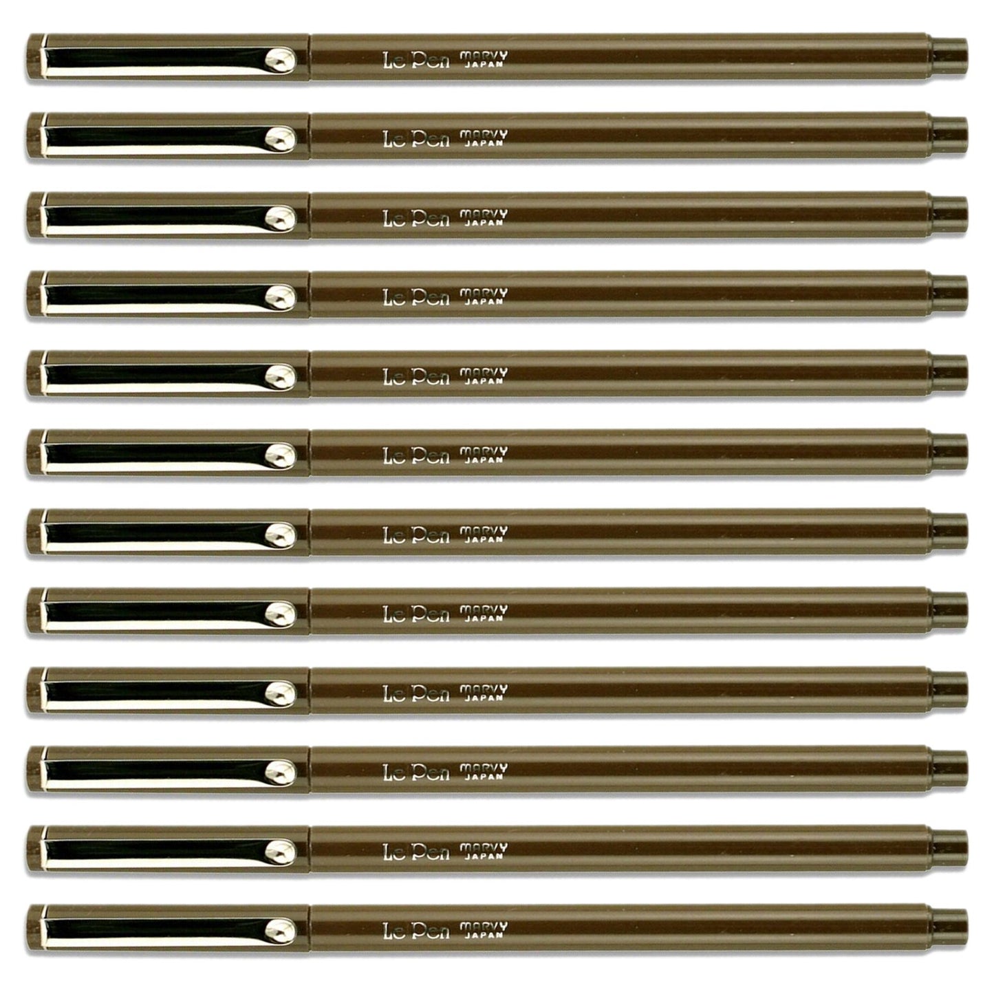 Brown fine tip pens, 12-pack