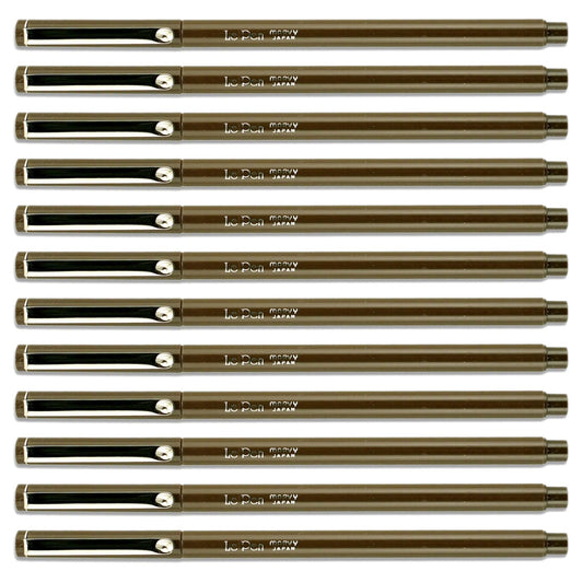 Brown fine tip pens, 12-pack