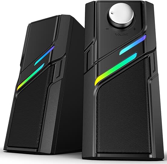 Computer Speakers with Easy Knob and Touch Lights