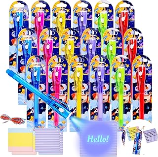 24 Pack Invisible Ink Pens with UV Light for Kids