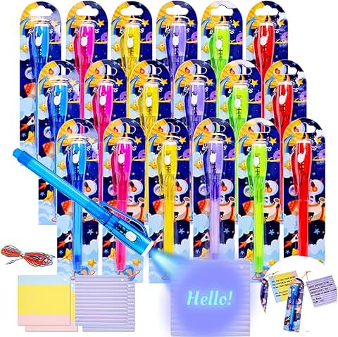 24 Pack Invisible Ink Pens with UV Light for Kids
