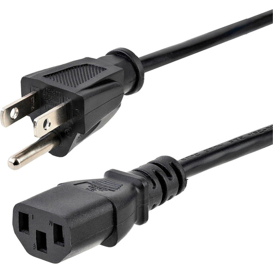 6ft Black Computer Power Cord, NEMA 5-15P to C13