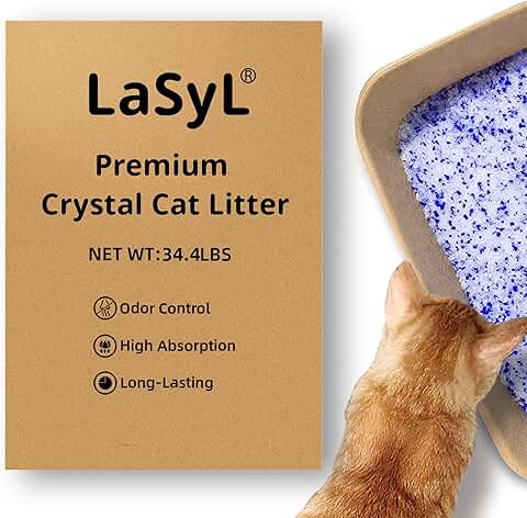 Premium Crystal Cat Litter, 34.4 lb, Lasts 4 Months