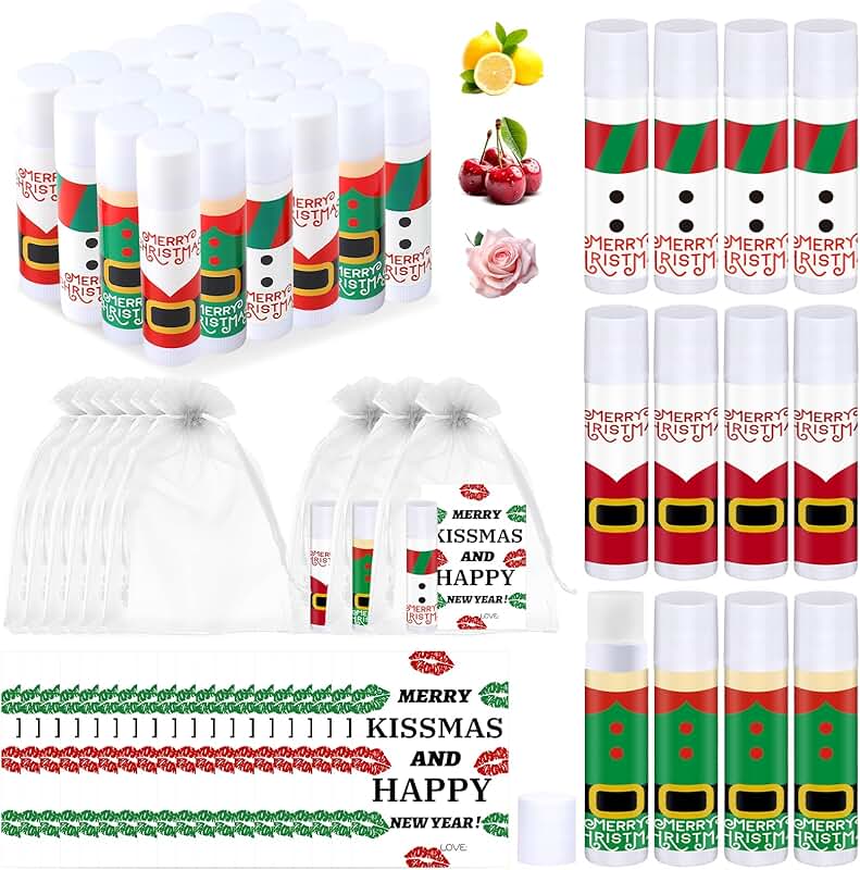 Christmas Lip Balm Set with Cards and Bags