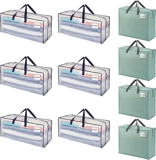 Ten heavy-duty moving bags with straps and handles