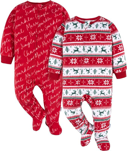 Baby boys' cozy flame-resistant fleece pajamas, 2-pack