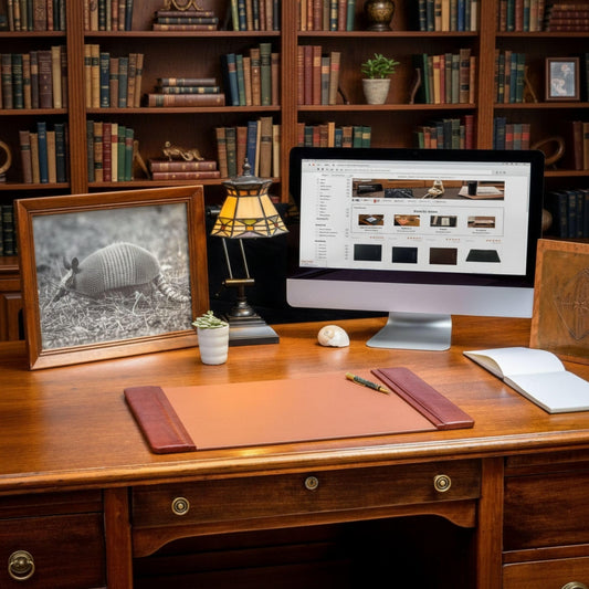 Leather Desk Pad with Side Rails, Mocha, 22 x 14