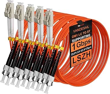 5 Pack OM1 Duplex Multimode Fiber Patch Cables 6M