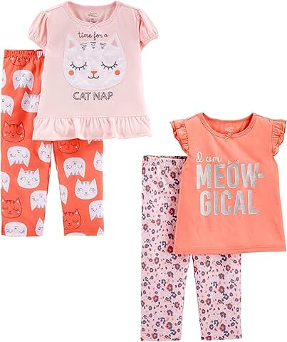 Girls' Four-Piece Polyester Pajama Set