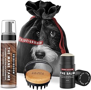 Dog Grooming Gift Set with Shampoo, Balm, and Brush