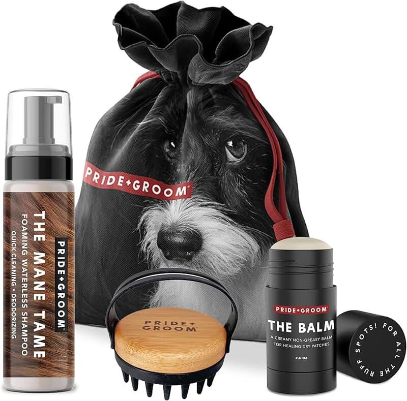 Dog Grooming Gift Set with Shampoo, Balm, and Brush