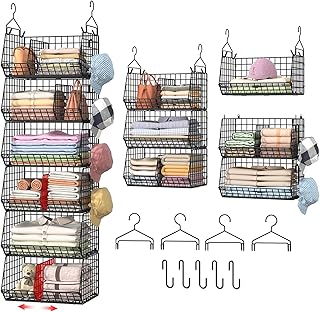 Large 6-Tier Hanging Closet Organizer with Shelves and Hooks