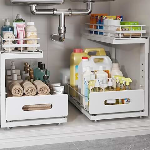 Two-Piece Under Sink Storage with Pull-Out Drawers