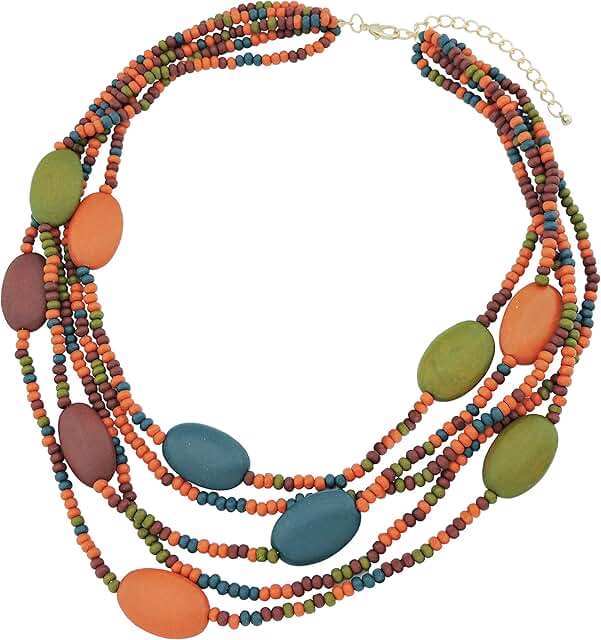 Colorful 5-Layer Wood Beads Necklace for Women
