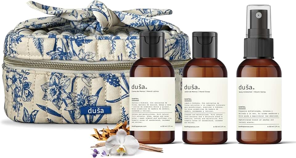 Santal Gift Set with Room Spray, Hand Cream, Soap, Pouch