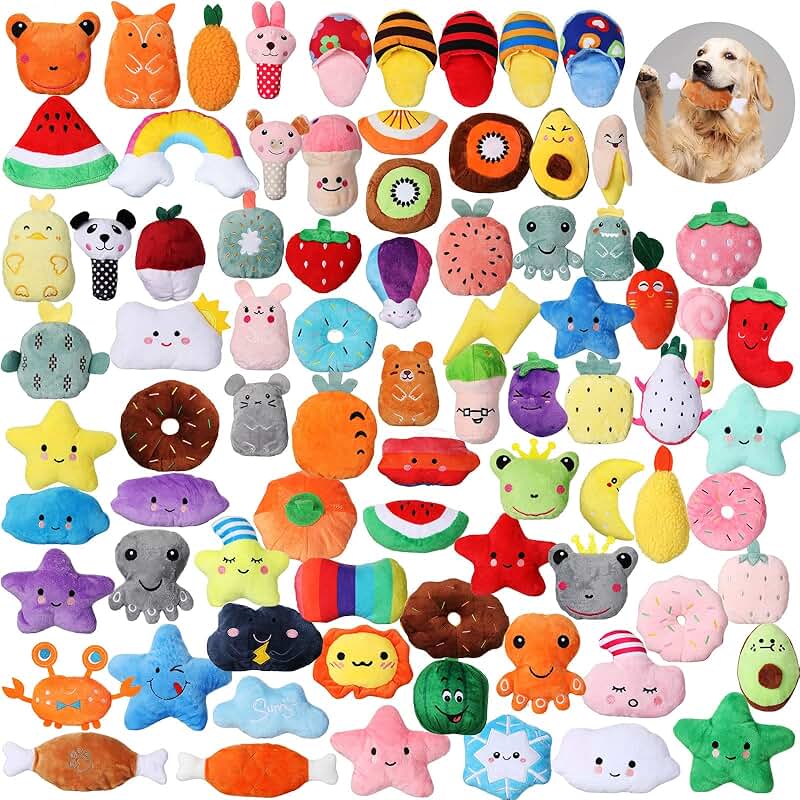 80 Pcs Dog Squeaky Plush Chew Toys for Small Dogs