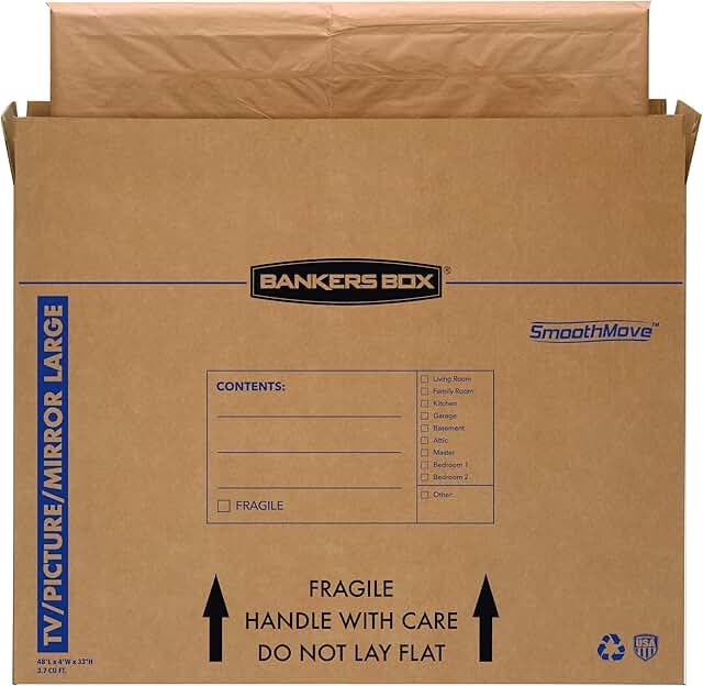 Large moving box for TV, picture, or mirror (4-pack)