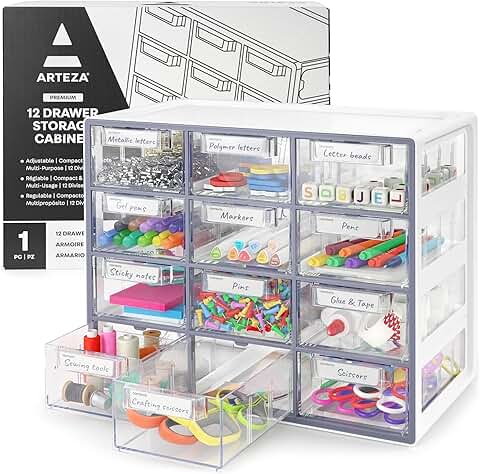 12 Drawer Clear Storage Organizer for Crafts and Supplies