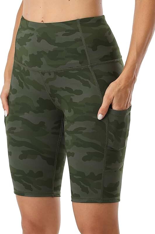 Women's High Waist Yoga Shorts with Side Pockets
