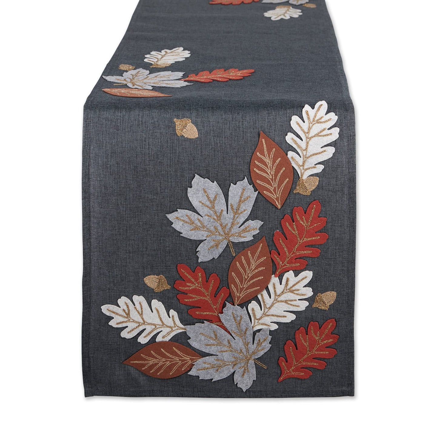 Fall Table Dcor Embroidered Tabletop for Thanksgiving Dining, Table Runner, 14x108, Autumn Leaves