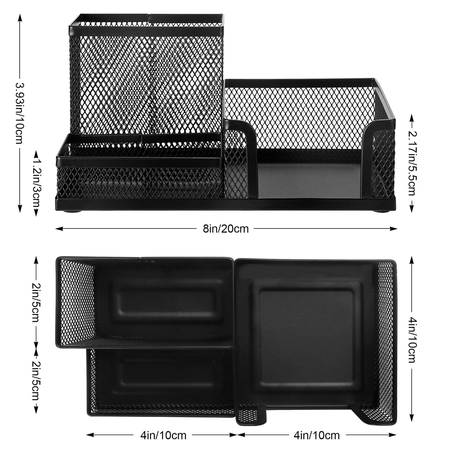 Mesh Pen and Pencil Holder with Three Compartments