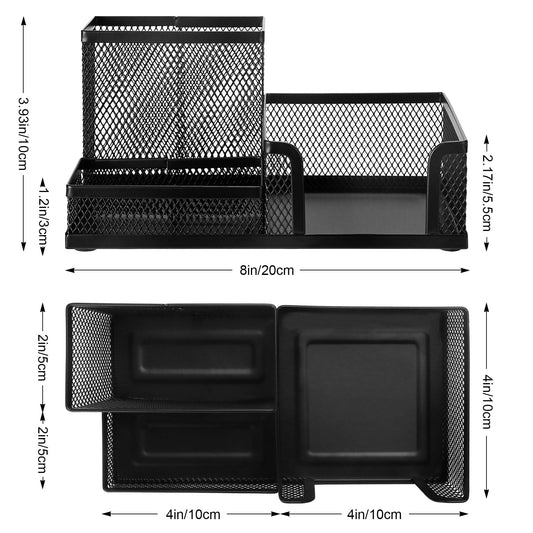 Mesh Pen and Pencil Holder with Three Compartments
