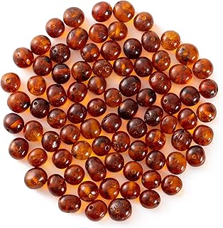 Polished Amber Loose Bead, 6-8 mm, Cognac, 10g