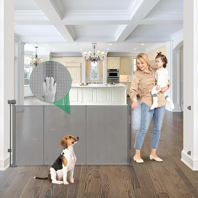 Wide Retractable Baby and Pet Gate for Indoor and Outdoor Use