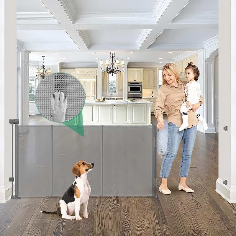 Wide Retractable Baby and Pet Gate for Indoor and Outdoor Use