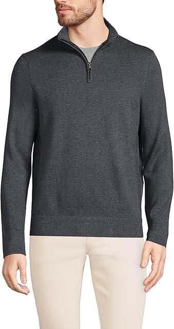 Men's Long Sleeve Cotton Quarter Zip Sweater
