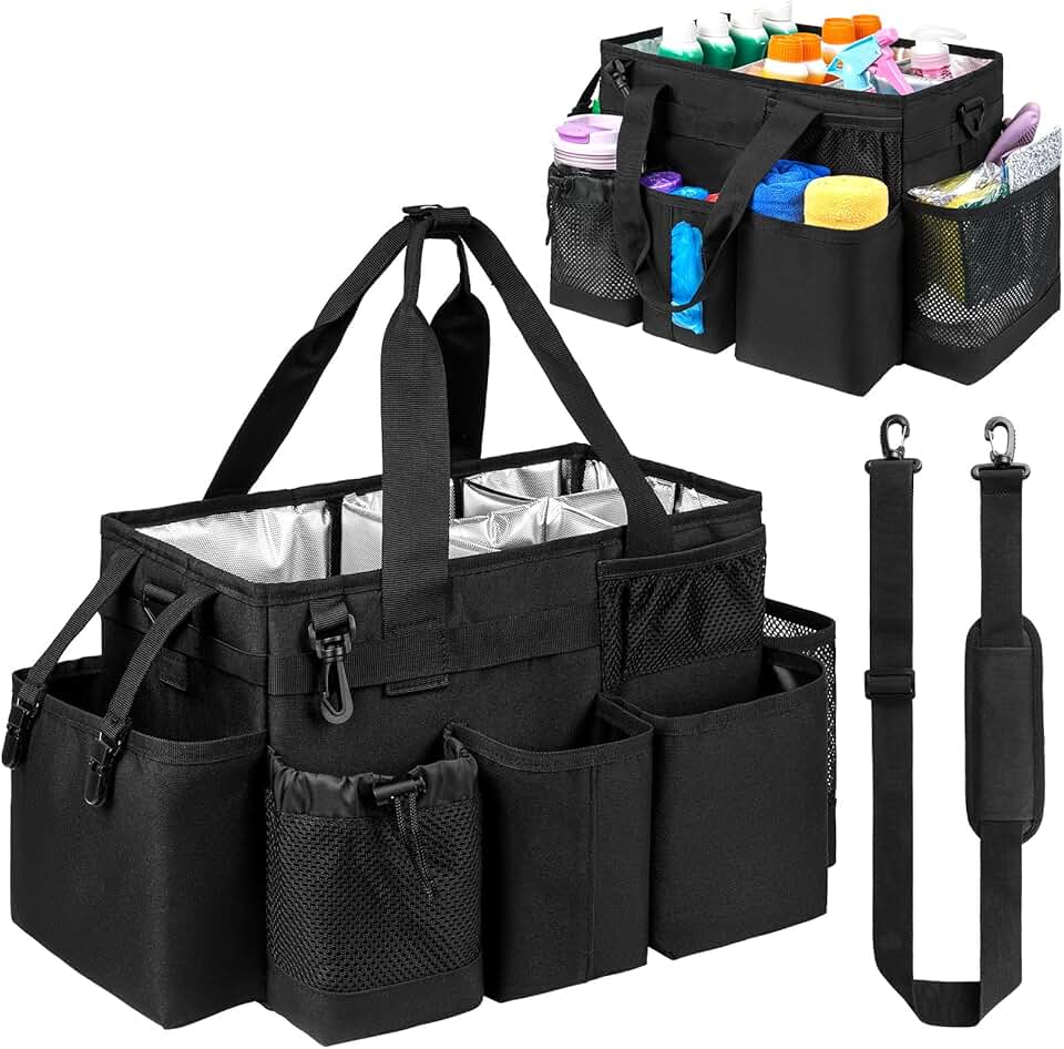 Cleaning Supplies Organizer with Handle and Cushion