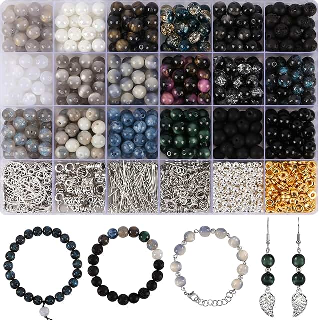 18-Color Glass Beads Kit for Jewelry Making