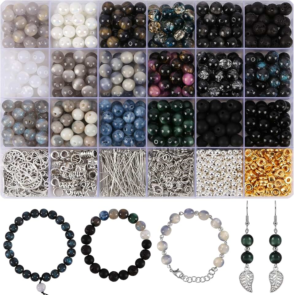 18-Color Glass Beads Kit for Jewelry Making