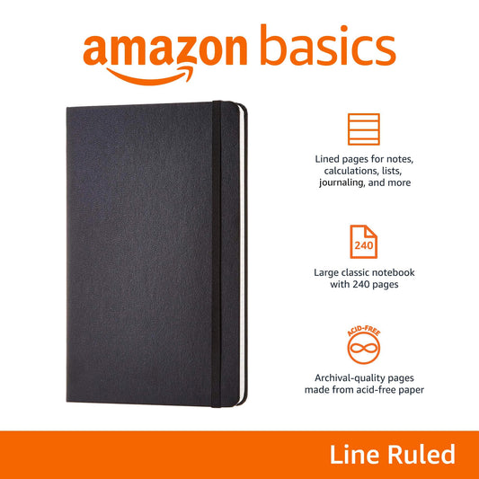 Classic 240-Page Hardcover Lined Notebook, 5x8.25 Inches