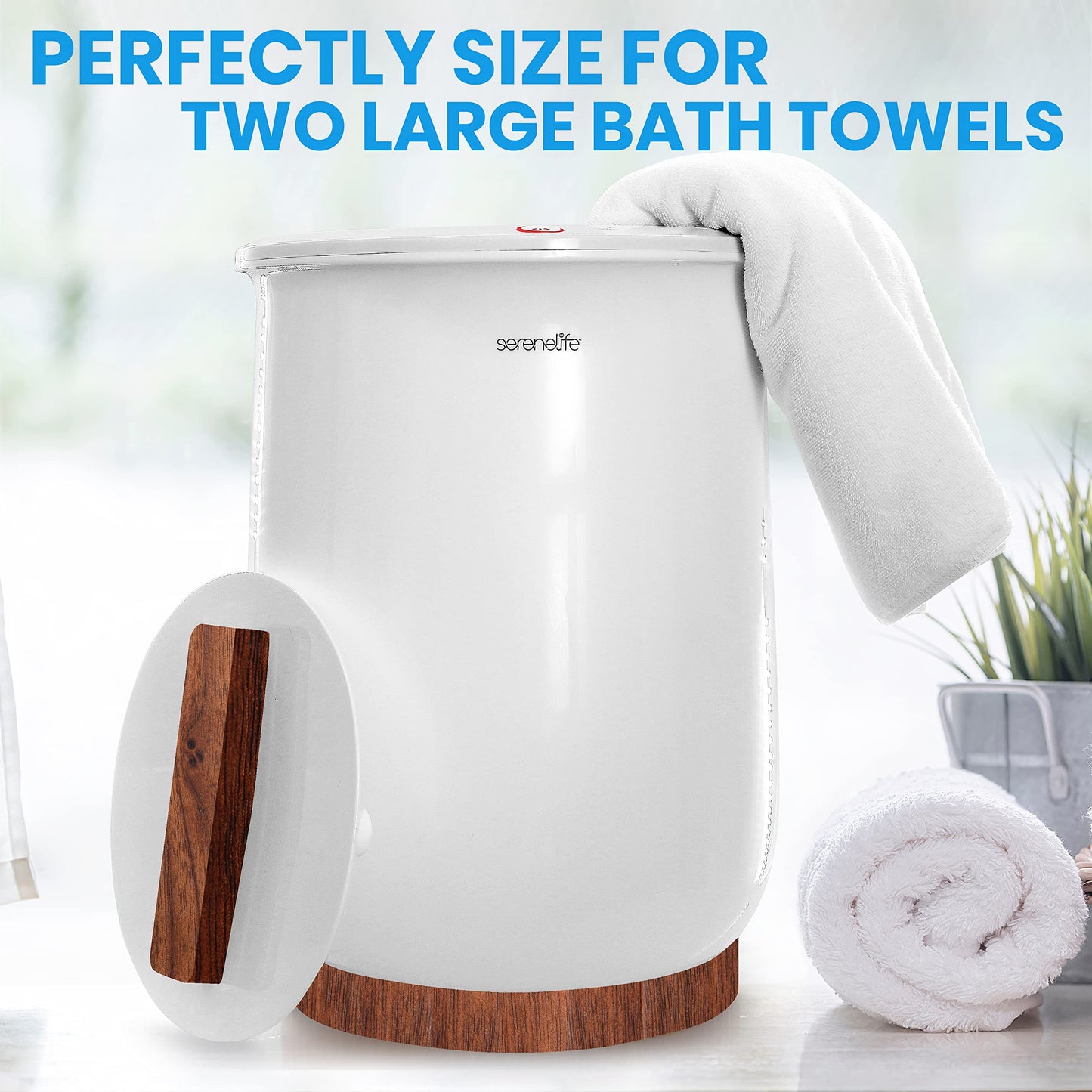 Warmer Bucket Style-White Large Portable Spa Blanket Heater for Bathroom, Auto Shut Off, Fits Up to Two Oversized Towels, Bathrobe, Throw Pillow, PJ, Clothes