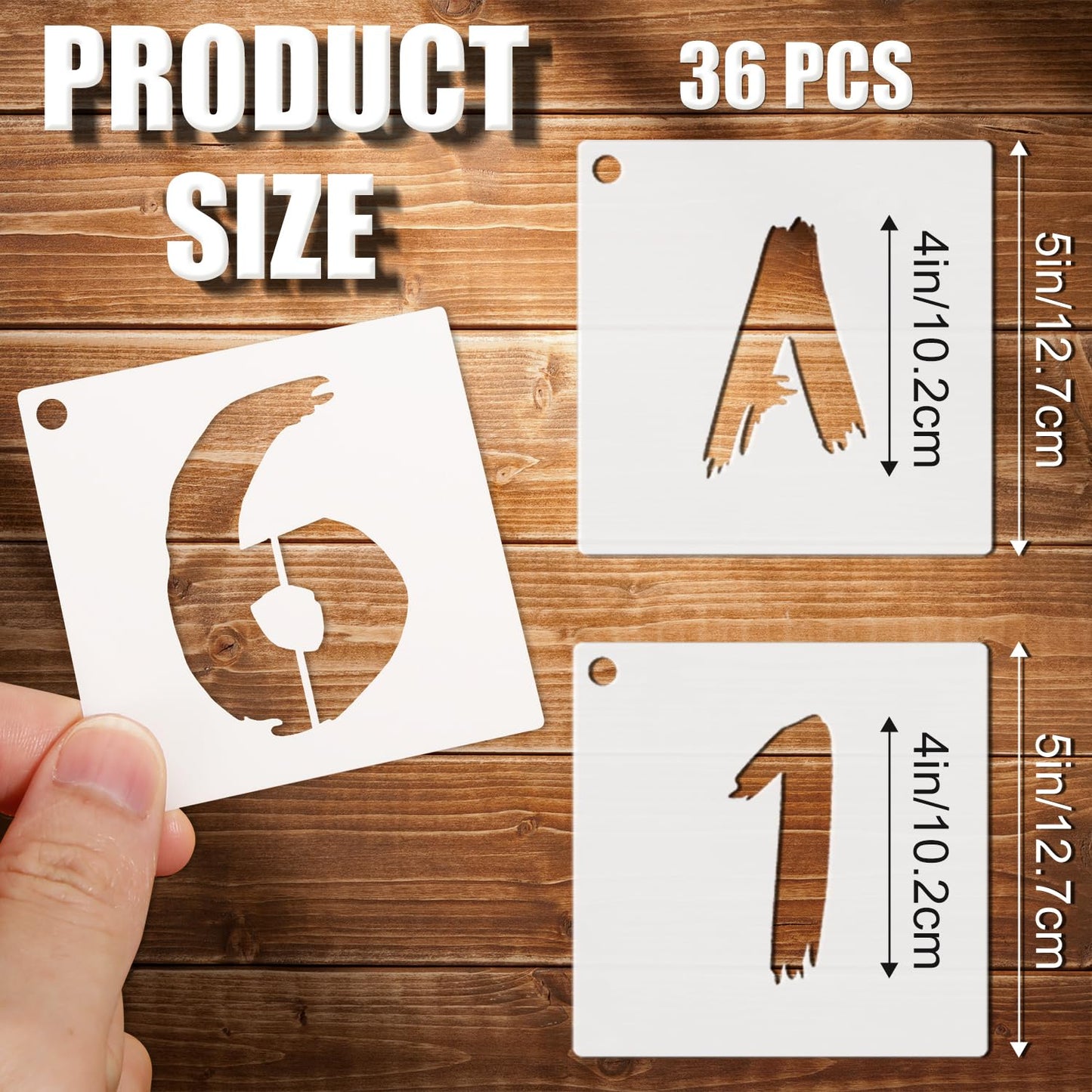 36pcs Uppercase Letter and Number Stencils with Metal Ring
