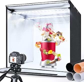 Portable 24x24x24 Inch Photo Light Box with Adjustable Brightness and 126 LED Lights