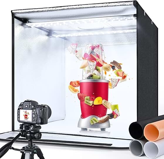 Portable 24x24x24 Inch Photo Light Box with Adjustable Brightness and 126 LED Lights