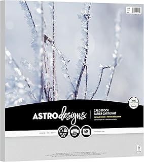 White Silver Cardstock, 12x12 inches, 60 sheets