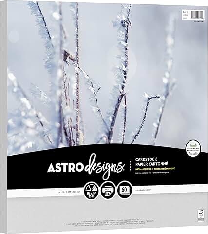 White Silver Cardstock, 12x12 inches, 60 sheets