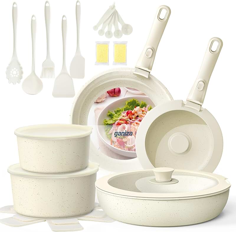 27-Piece Nonstick Cookware Set with Removable Handles