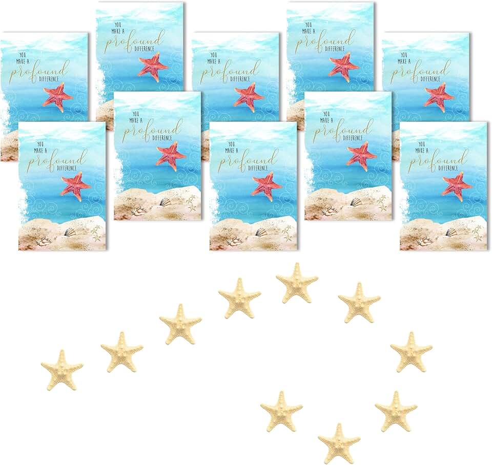 Set of 30 Cream Resin Starfish Greeting Cards and Envelopes