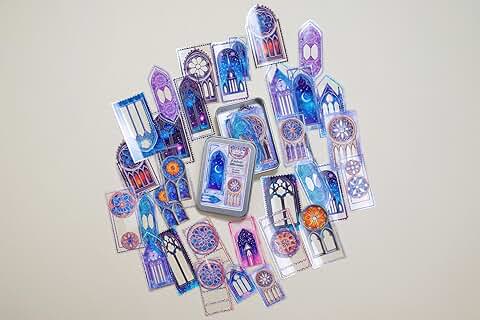 34-Piece Fantasy Window Sticker Set in Tin Box