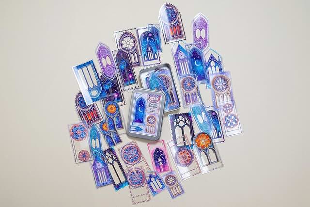 34-Piece Fantasy Window Sticker Set in Tin Box