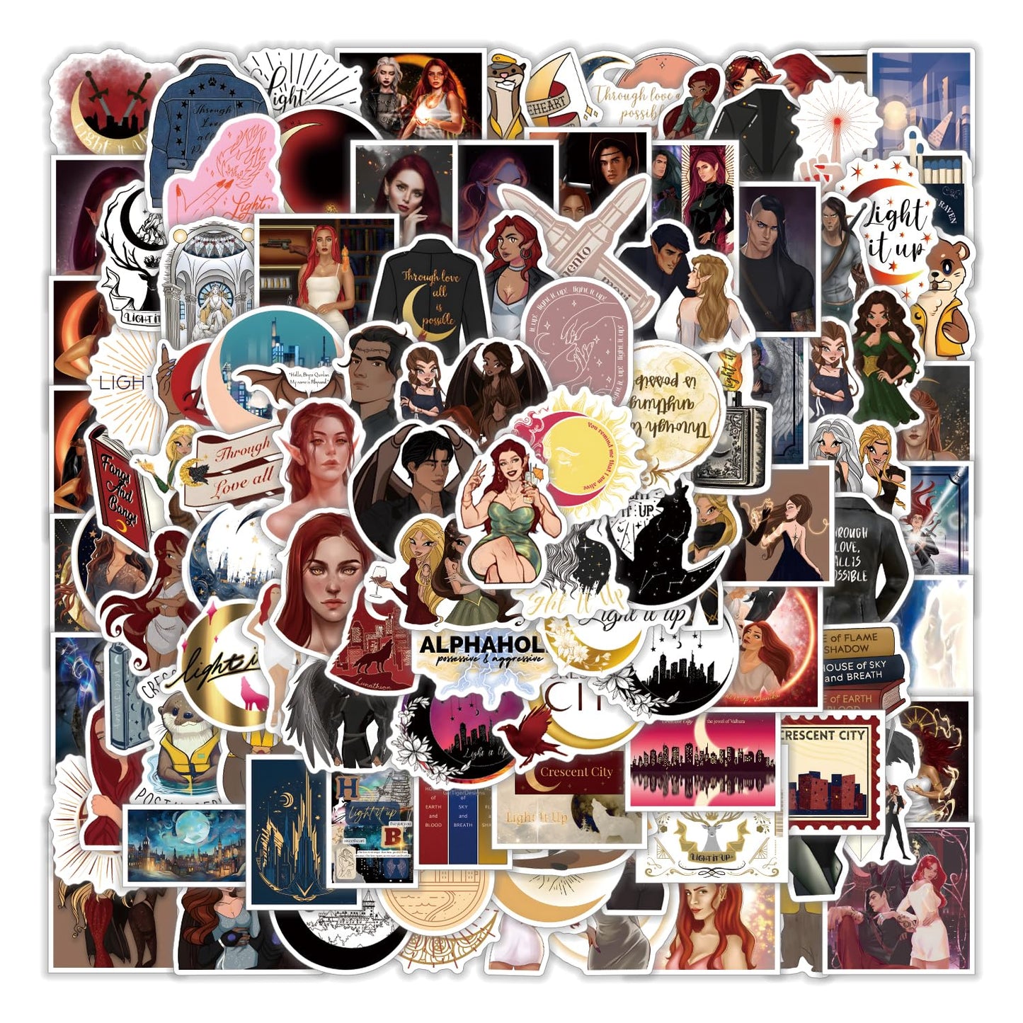 110pcs Crescent City Stickers for Kids and Teens